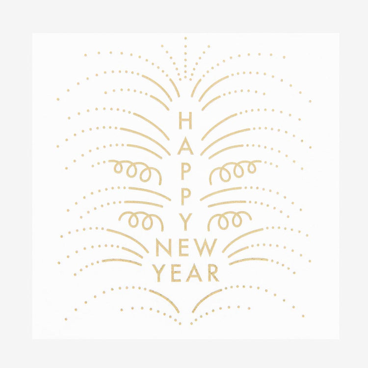 Serviettes en papier blanches Happy New Year : deco de table nouvel an