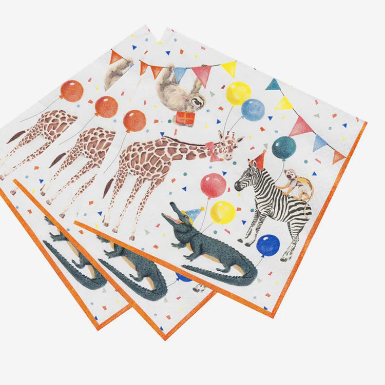 20 serviettes en papier safari festif pour deco anniversaire safari