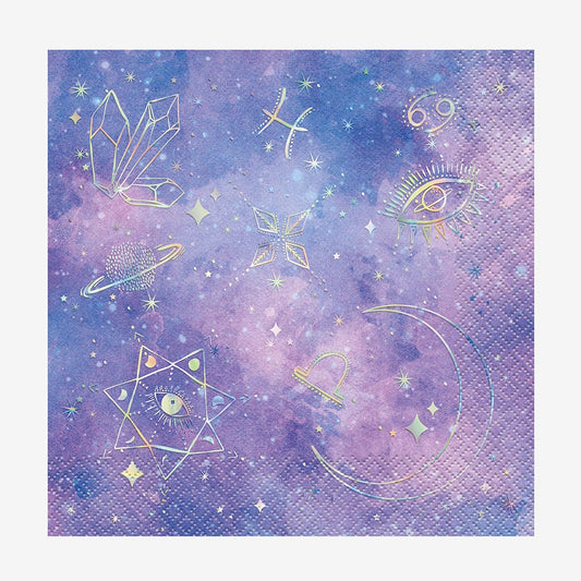 Tovaglioli di carta viola astro galaxy: decorazioni per la tavola delle feste