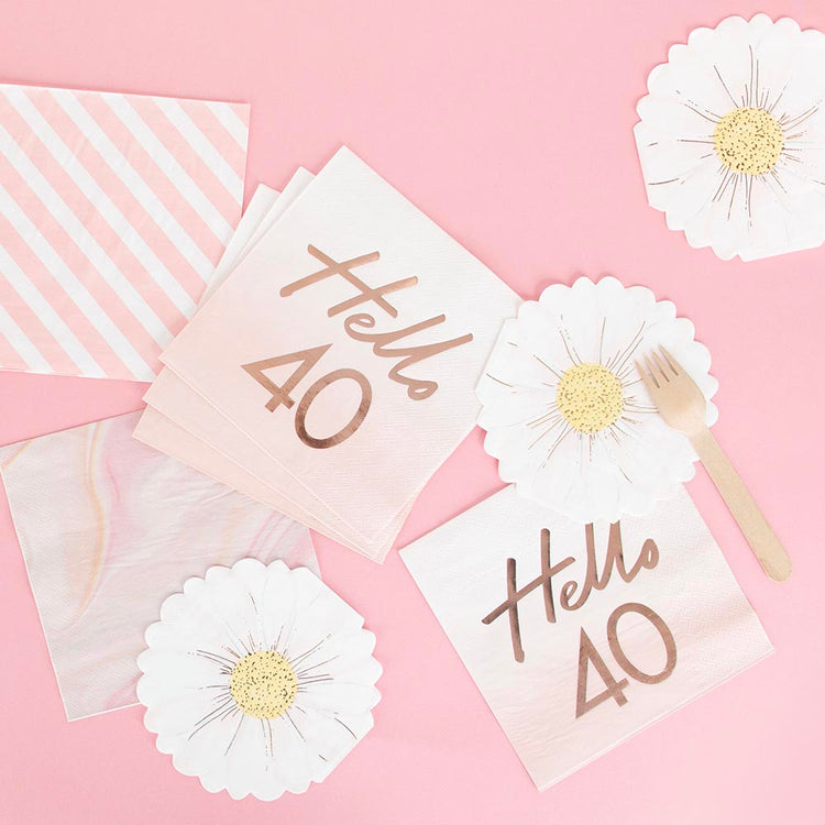 Serviettes en papier rayures roses : deco anniversaire princesse
