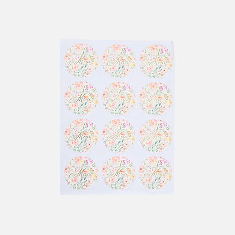 24 Stickers fleurs pastel : accessoire activite manuelle