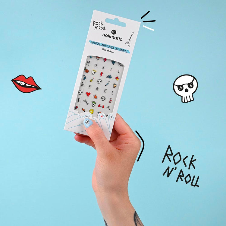 55 stickers d'ongles rock