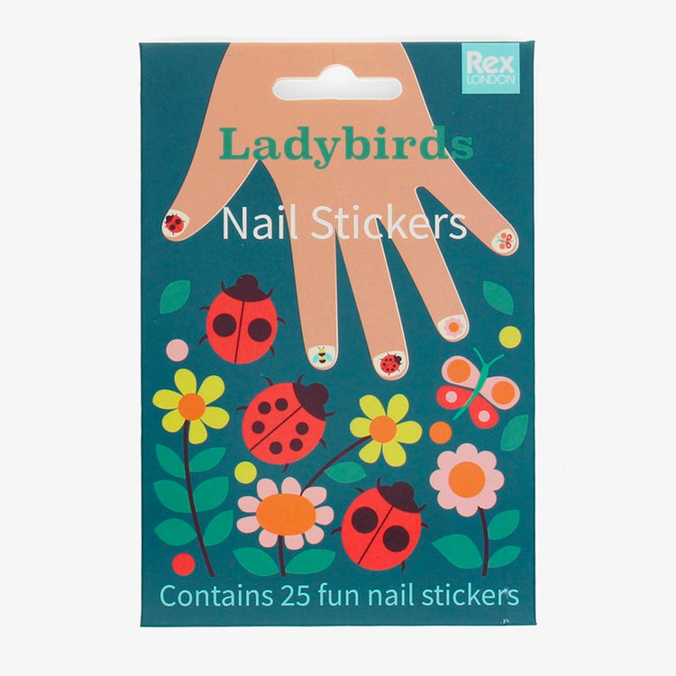 25 stickers d'ongles coccinelles