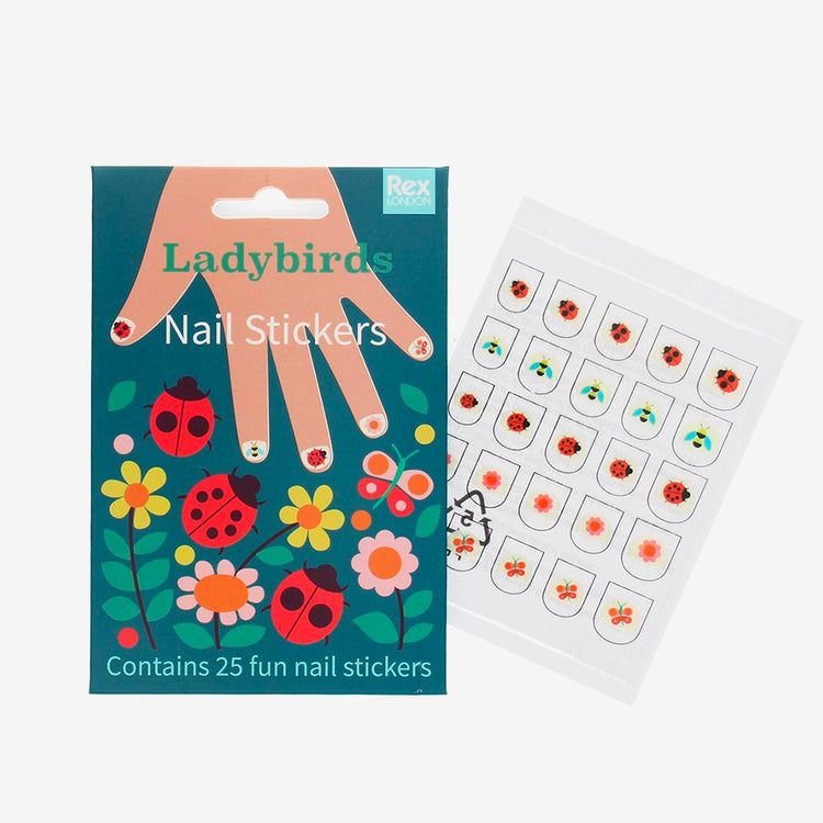 25 stickers d'ongles coccinelles