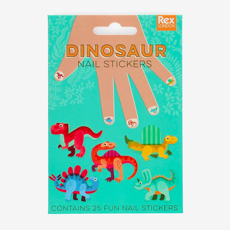 25 stickers d'ongles dinosaures