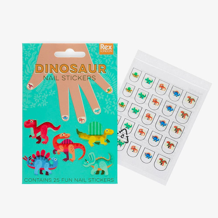 25 stickers d'ongles dinosaures