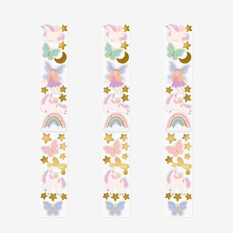 1 rouleau de 23 stickers licorne pour décorer des invitations