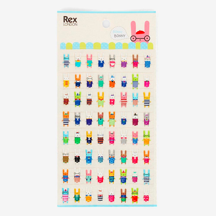 1 planche de stickers lapins parfait pour pochette surprise