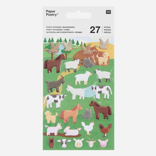 Embossed farm animal stickers for children's manual activity