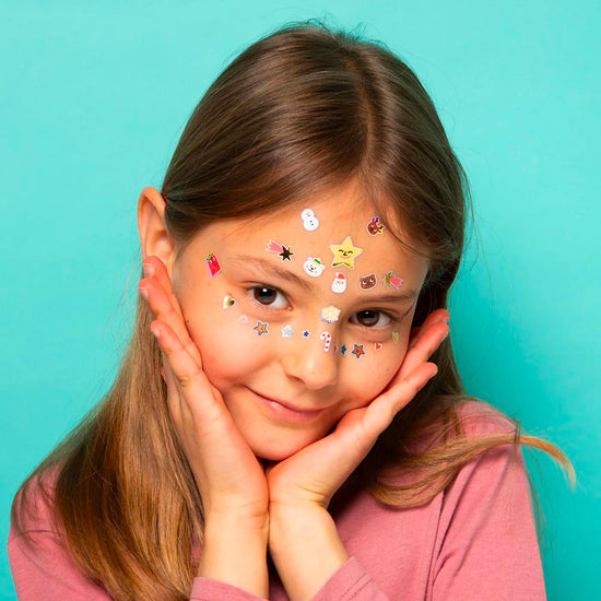 noël - idée cadeau de noël pour invités : 85 stickers visages de noël 