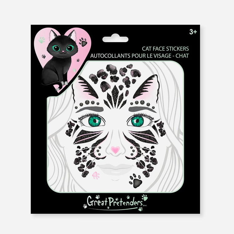 Stickers autocollants visage chat : accessoire deguisement fille