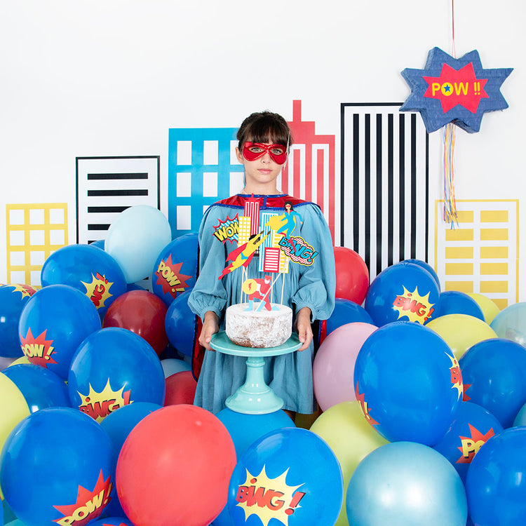 5 globos de baudruche para decoración aniversario super héroes