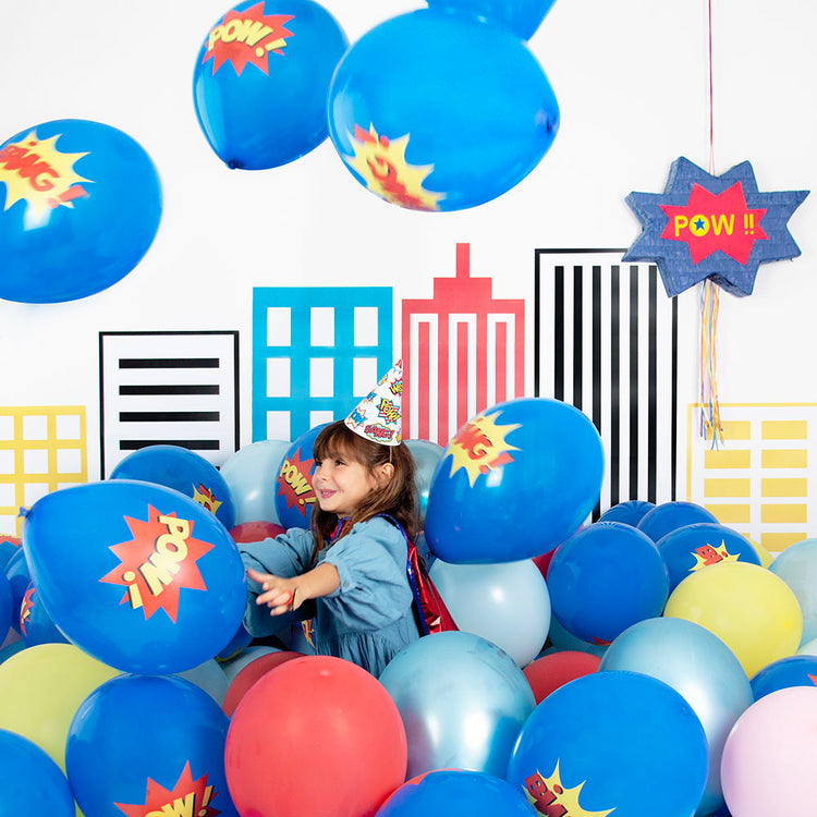 5 ballons de baudruche super héros : decoration fete anniversaire garcon