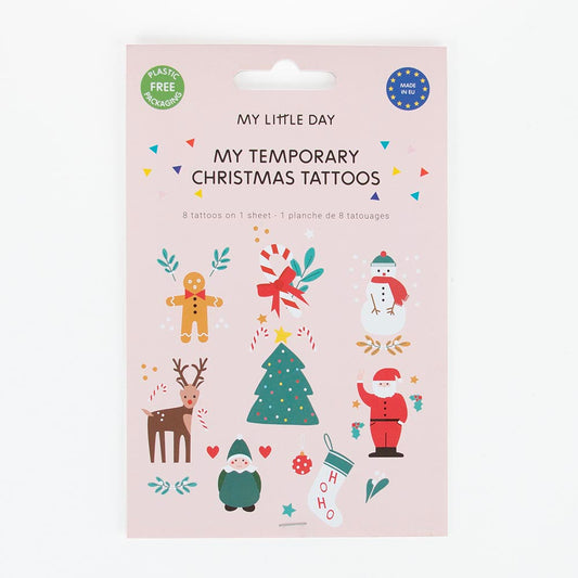 Christmas-themed temporary tattoos: idea for small gifts for guests