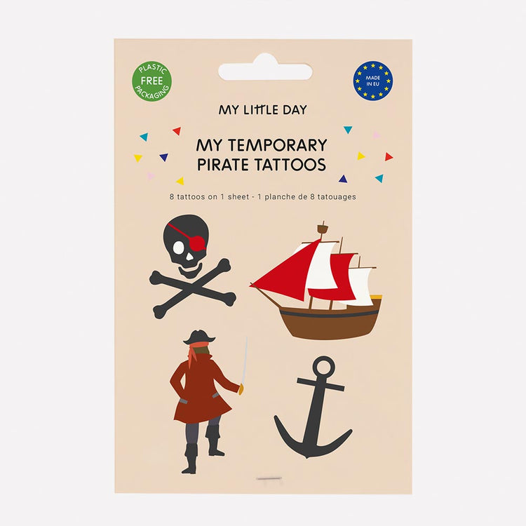 8 tatouages éphémères pirate pour enfant My Little Day