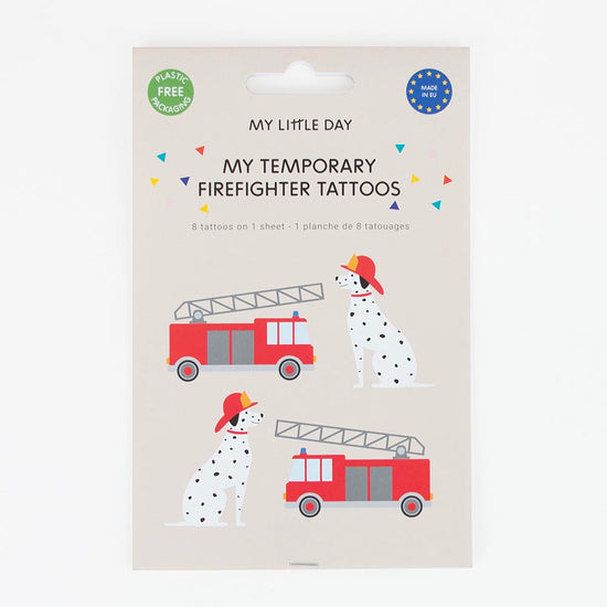 Temporary firefighter theme tattoos: idea for a small guest gift