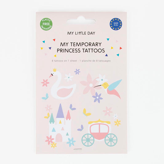 Tatuajes temporales con temática de princesas: pequeño regalo para invitadas