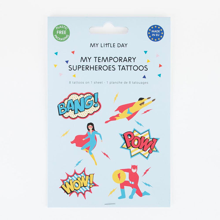 Tatouages éphémères thème super heros : petit cadeau invité