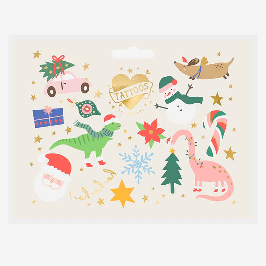 1 planche de tatouages Noël : idee cadeau pochette surprise de noel