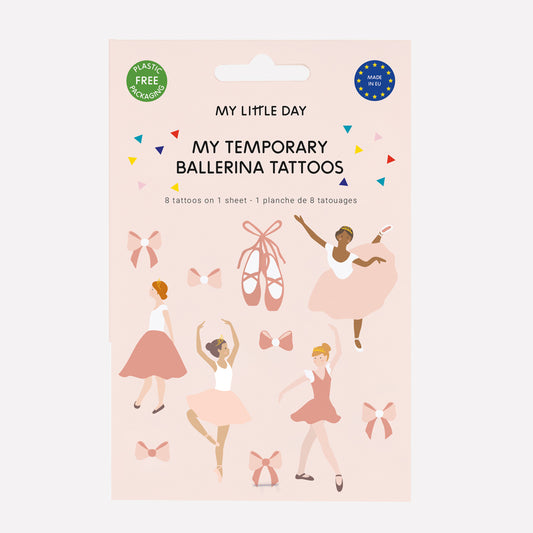 Tatouage ephemere : 1 planche de 8 tattoos ballerines