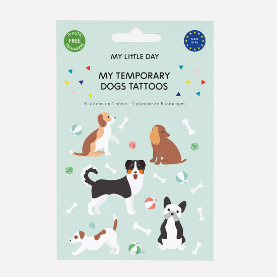 8 tatouages ephemeres chien : petit cadeau invite pochette surprise