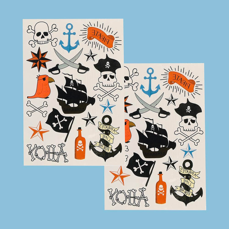 Tatouage ephemere : 1 planche de tatouages pirates parfait pour offrir à Noël