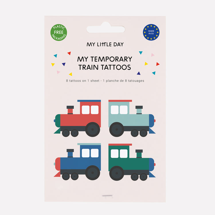 8 tatouages ephemeres train : petit cadeau invite pochette surprise