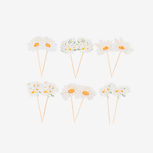 Toppers daisies, décoration florale pour cupcakes et gâteaux