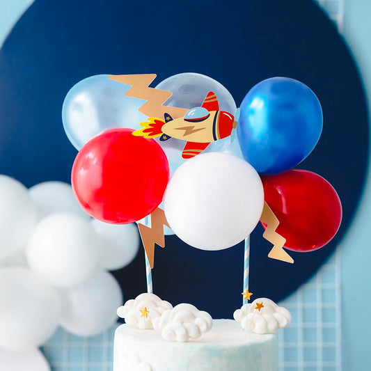 Cake topper ballons et avion : deco gateau anniversaire enfant