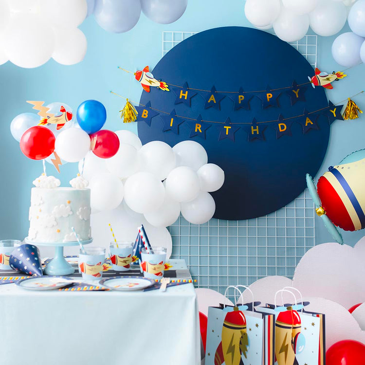 Topper ballons et avion : decoration gateau anniversaire originale