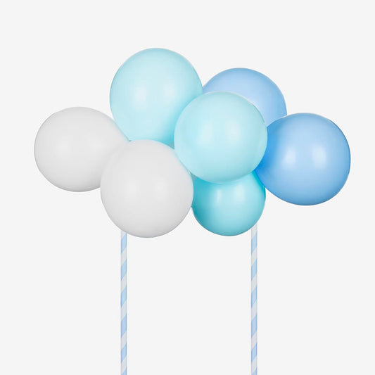 Cake topper ballons bleus : decor gateau baby shower garcon