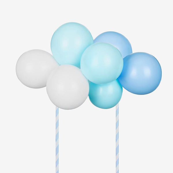 Décoration Gâteau 37 Pièces - Topper Happy Birthday, Boules Et Fleurs Rose/bleu - Pour Baby Shower, Anniversaire - 6