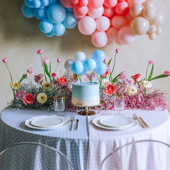 Cake topper ballons bleus : decoration gateau baby shower garcon
