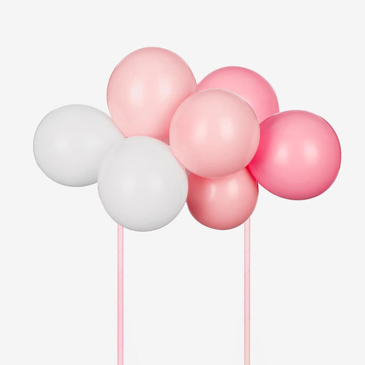 Cake topper ballons roses : decor gateau baby shower fille