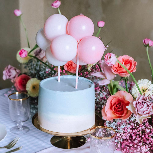 Cake topper ballons roses : decor gateau anniversaire fille