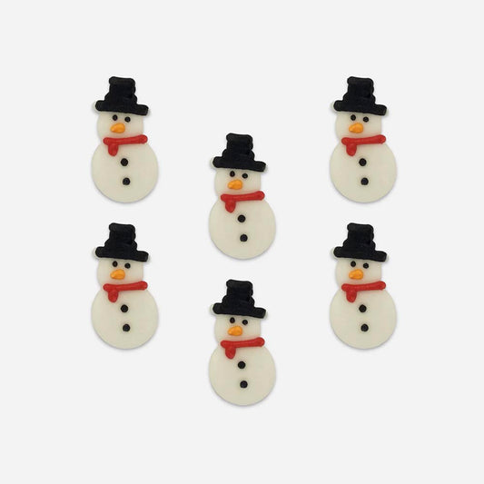 6 toppers en sucre bonhomme de neige - decoration buche de noel