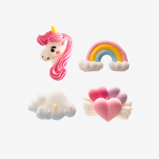 8 Décorations en sucre licorne : deco gateau anniversaire fille