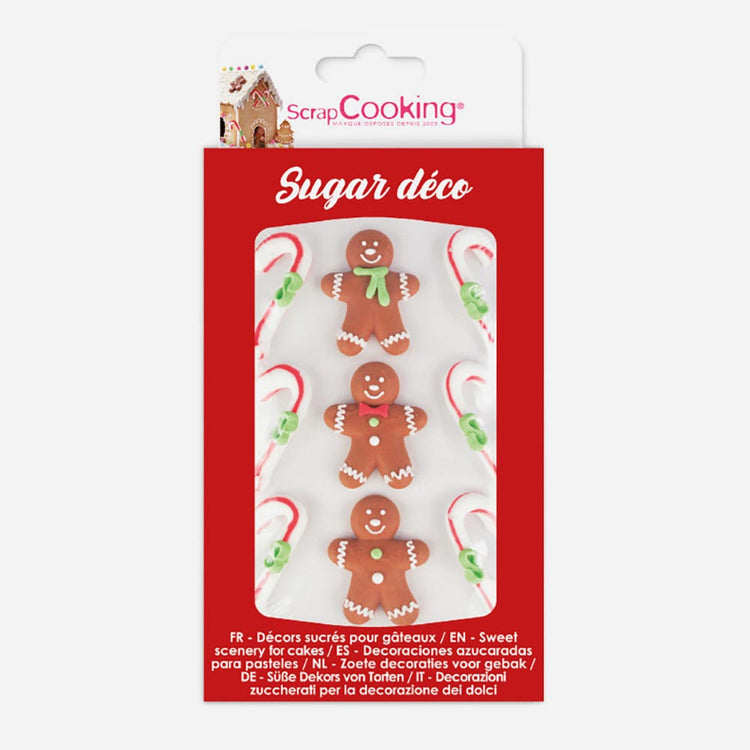 6 decors en sucre pain d'épices : decoration cupcakes de noel