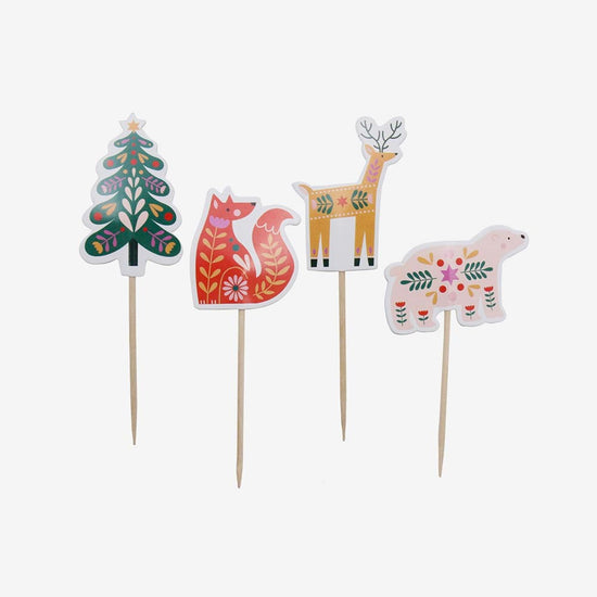 24 toppers de Noël pour décorer bûche de Noël