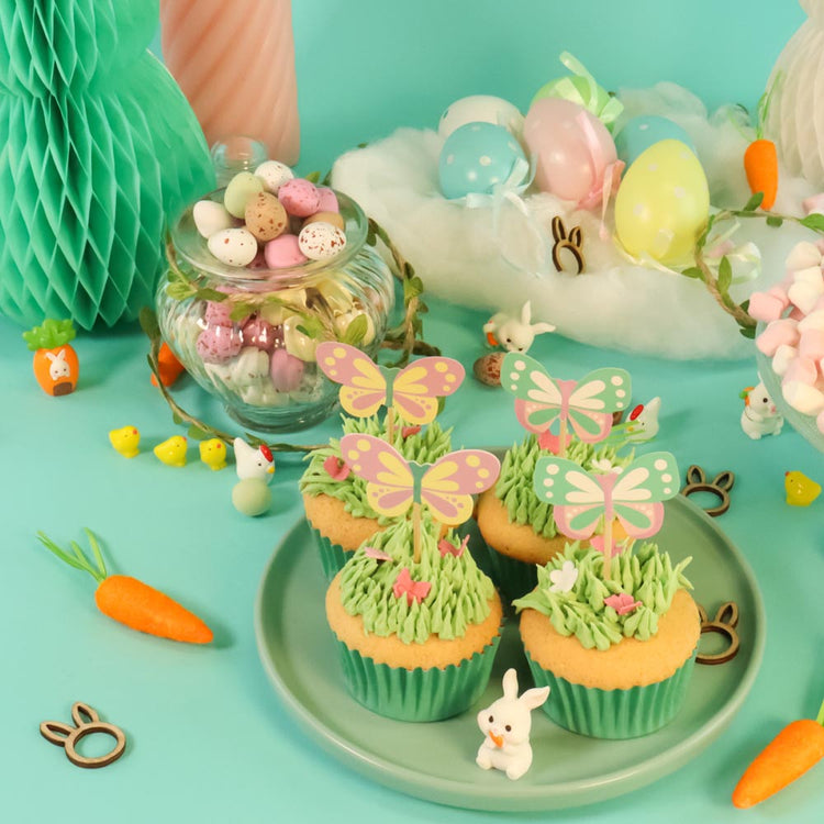 24 toppers papillon, déco cupcakes anniversaire printanier
