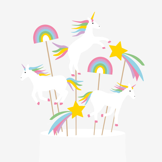 6 toppers licorne galactique : decoration gateau anniversaire