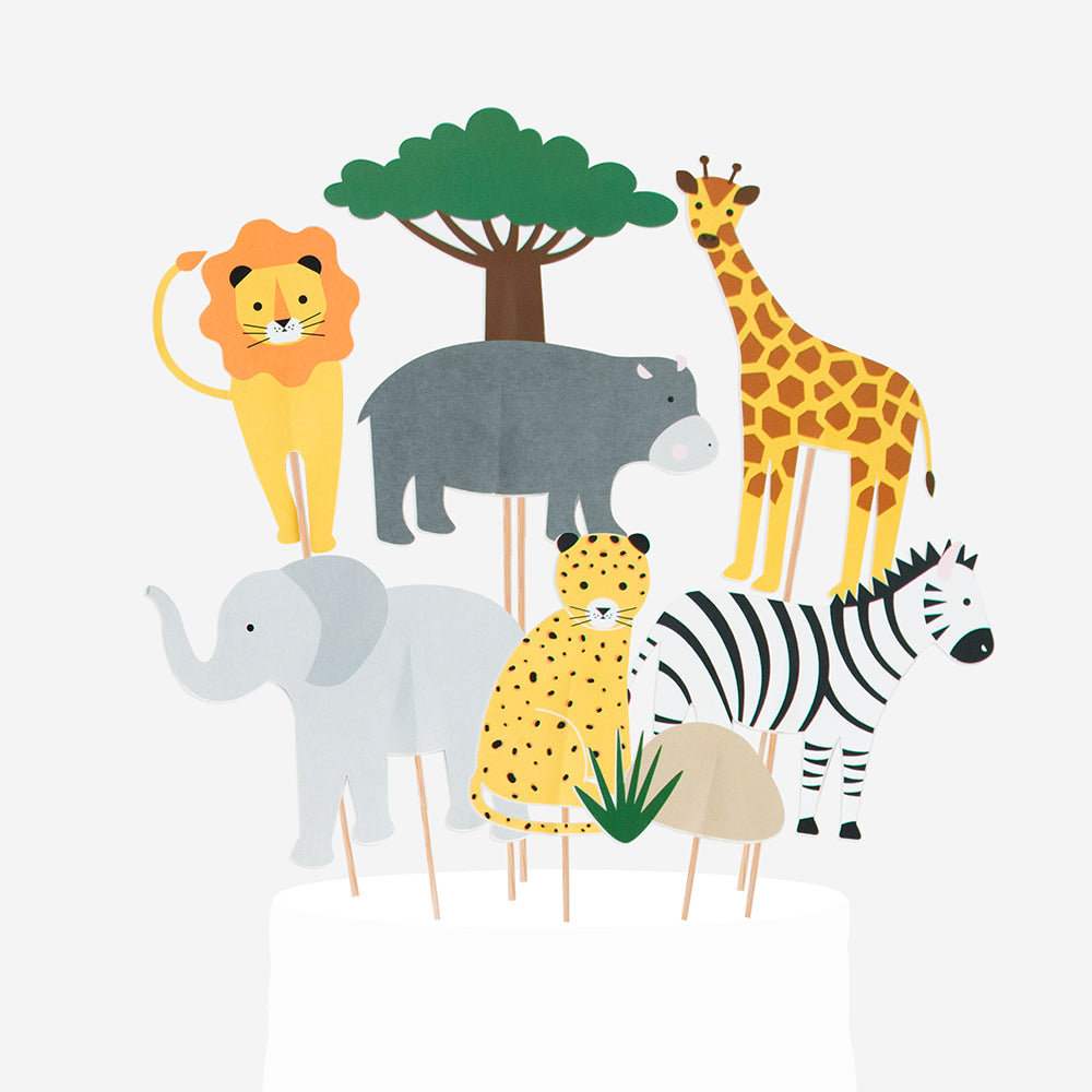 8 toppers pour décoration gateau anniversaire thème safari