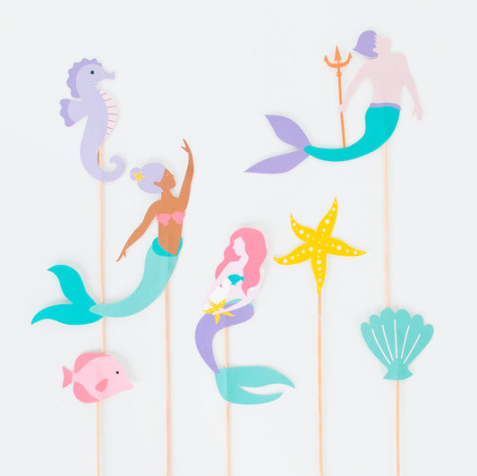 7 toppers for mermaid theme birthday cake decoration