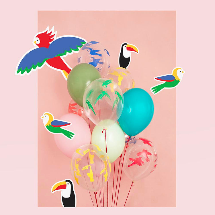 Ballons de baudruche : 5 ballons oiseaux tropicaux