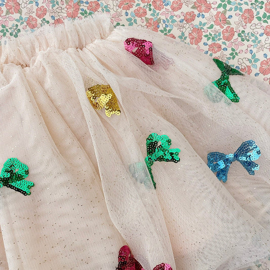 Tutu rose noeuds colorés : déguisement anniversaire enfant