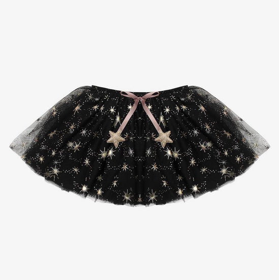 tutu tulle noir pailletée cadeau d'anniversaire pour un deguisement de sorciere ou halloween