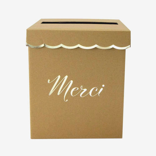 urne merci kraft pour glisser simplement les enveloppes à un mariage