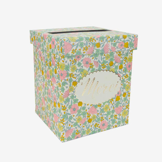 urne merci liberty pour les mariages thème fleuris et retro