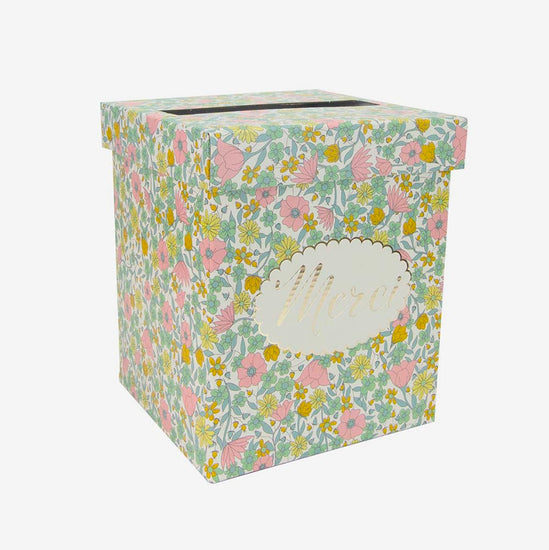 urne merci liberty pour les mariages thème fleuris et retro