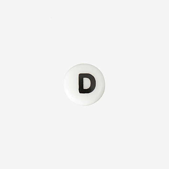 Collar de pulsera de creación de cuentas de letra D del alfabeto de cerámica blanca